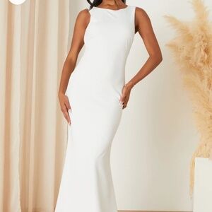 Mermaid Maxi Dress with Back Cut Out - Bridesmaids/Wedding